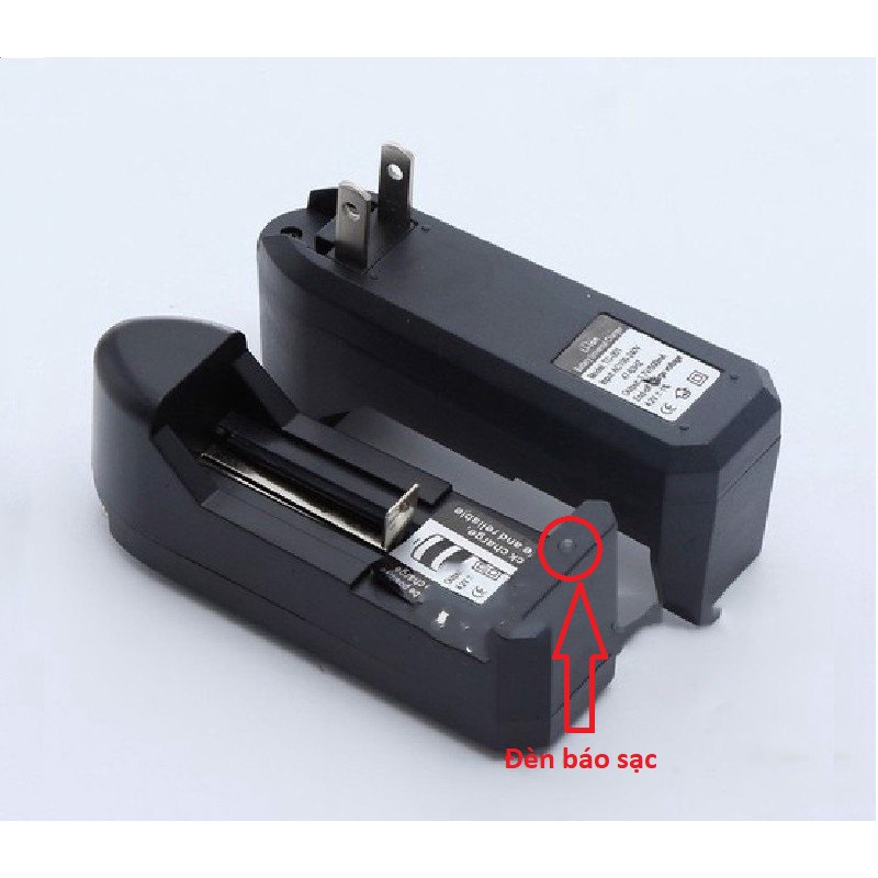 Sạc Pin Li-ion 3.7V 18650, 14500, 16340.... Loại 1 Viên (Cắm Điện,có đèn báo đầy)