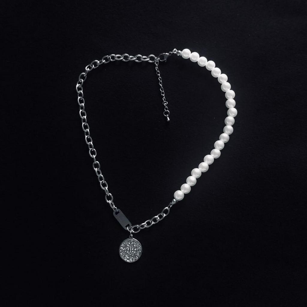 Dây Chuyền Mặt Hạt Ngọc Trai Hình Tròn 22462 INS Cho Nam Nữ