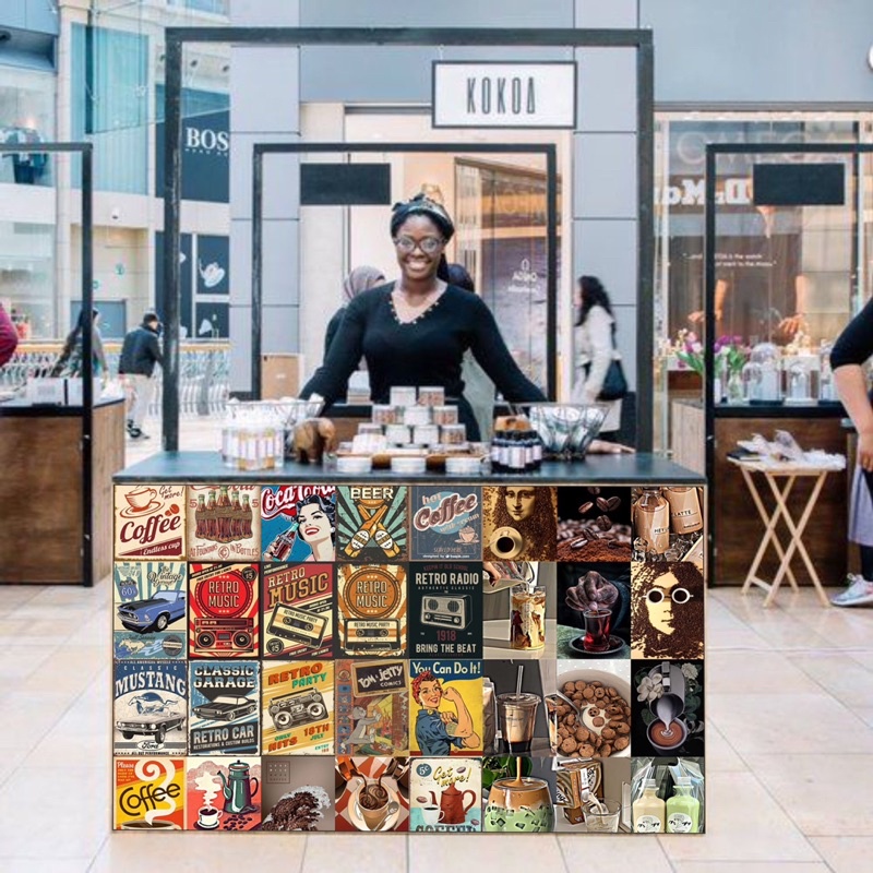 DECAL POSTER DÁN TƯỜNG TRANG TRÍ CỬA HÀNG/CAFE CỔ ĐIỂN VINTAGE