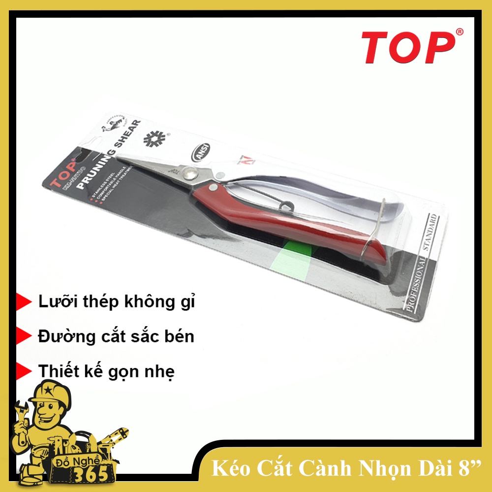 Kéo cắt cành 8"  lưỡi Inox nhọn Top