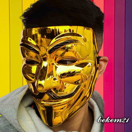 [VÀNG BÓNG]-MẶT NẠ HACKER VÀNG BÓNG ANONYMOUS 2020 -Anonymous Guy Mask Gold