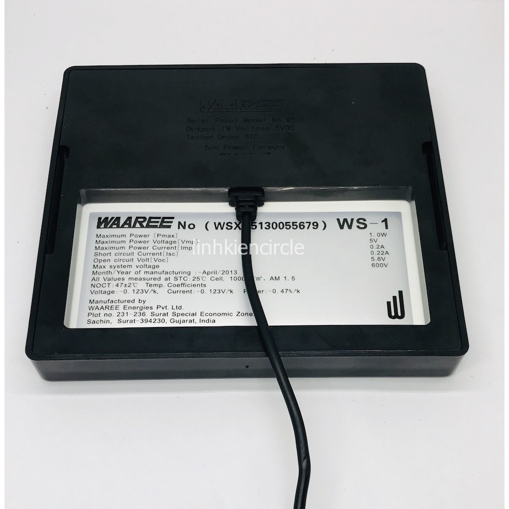 Tấm pin mặt trời mini 1W điện áp 5V 0.2A nối sẵn dây mặt kính của WAAREE chất lượng cao dùng DIY - KG0003