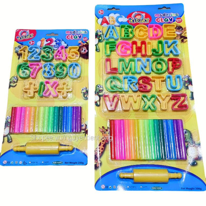Đất nặn khuôn chữ cái,chữ số 15màu
