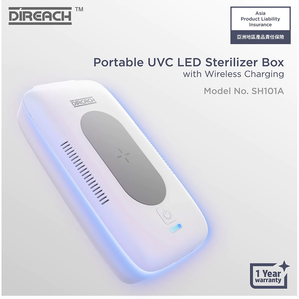 Hộp tiệt trùng UVC LED di động tich hợp sạc không dây DIREACH - Model No.SH101A