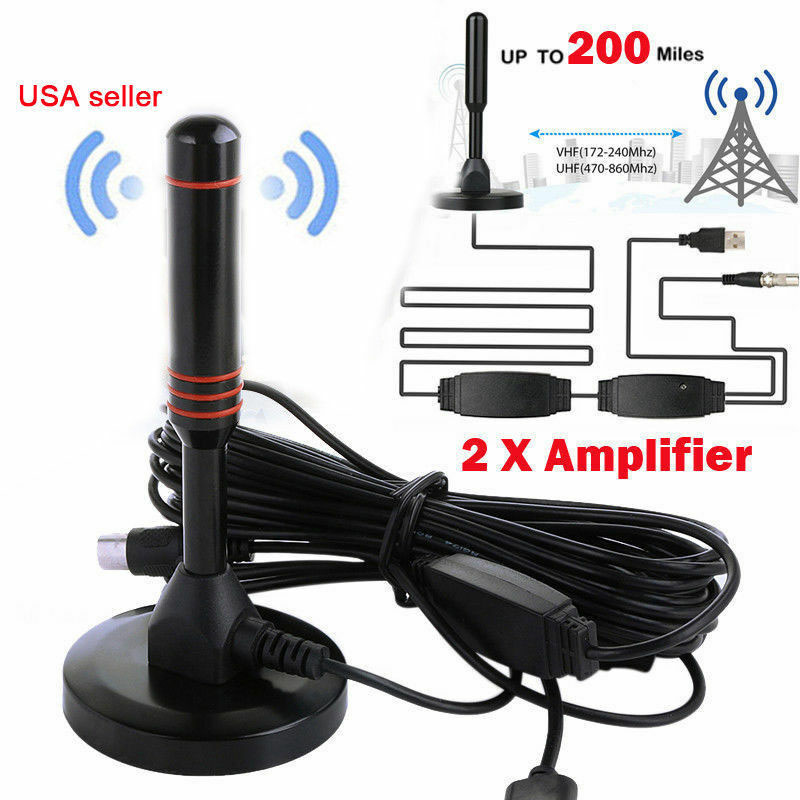 Bộ anten khuếch đại tín hiệu kỹ thuật số 200 dặm ultra hdtv vhf/hf gắn trong nhà và ngoài trời