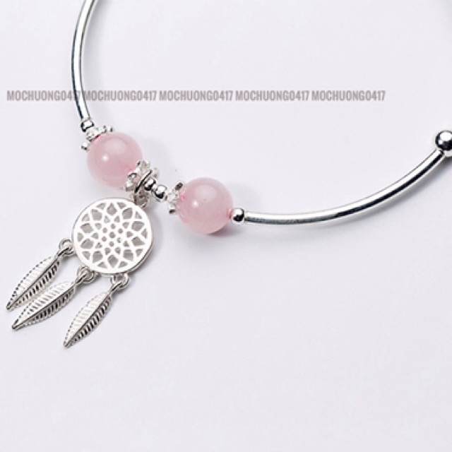 [GIÁ BUÔN] Vòng tay bạc/ lắc bạc dreamcatcher mix hạt T.Anh hồng - Hàng VIP loại 1 PH192