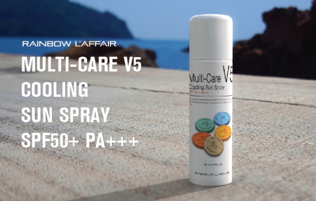 Xịt chốngnắng thế hệ mới lai hóa học và vật lý Rainbow L'affair MultiCareV5 Cooling SunSpray SPF50+ 180