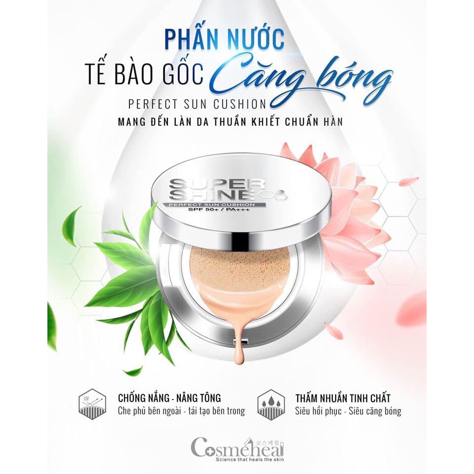 PHẤN NƯỚC TẾ BÀO GỐC CĂNG BÓNG COSMEHEAL PERFECT SUN CUSHION - MANG ĐẾN LÀN DA THUẦN KHIẾT CHUẨN HÀN - 4209