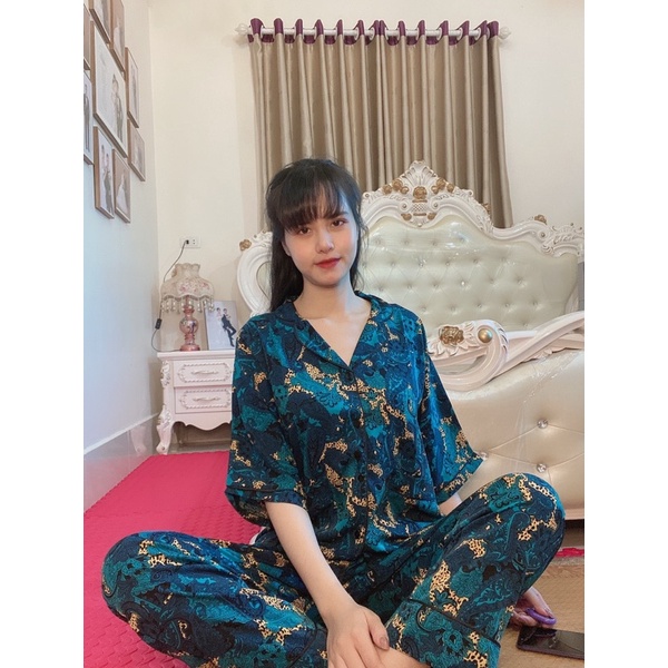 Pijama lụa cao cấp cánh dơi quần dài áo cộc bigsize | BigBuy360 - bigbuy360.vn