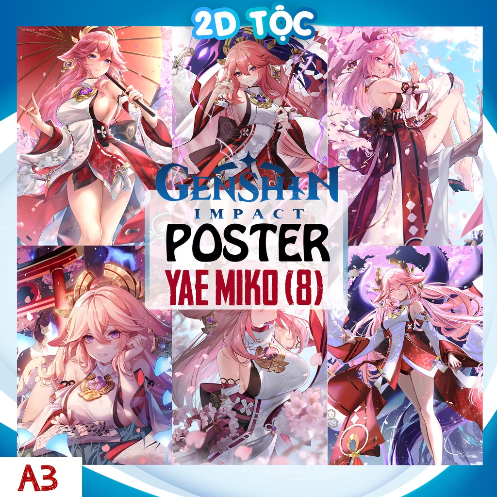 POSTER A3 CHẤT LƯỢNG CHUẨN YAE MIKO (8) GAME GENSHIN IMPACT - 2D TỘC SHOP