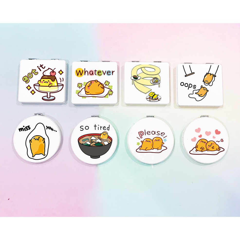 Gương 2 mặt trứng lười gudetama gương pu GPI37 gương hoạt hình cute dễ thương thần tượng
