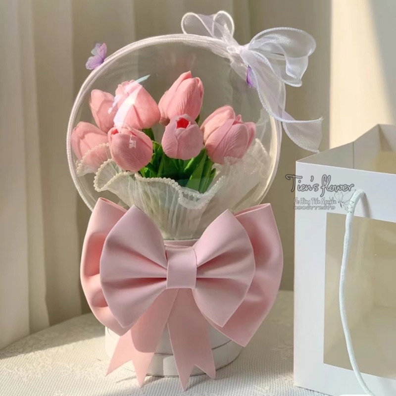 Lãng hoa bóng tulip, bóng cứng không xì hơi, có sẵn đèn led