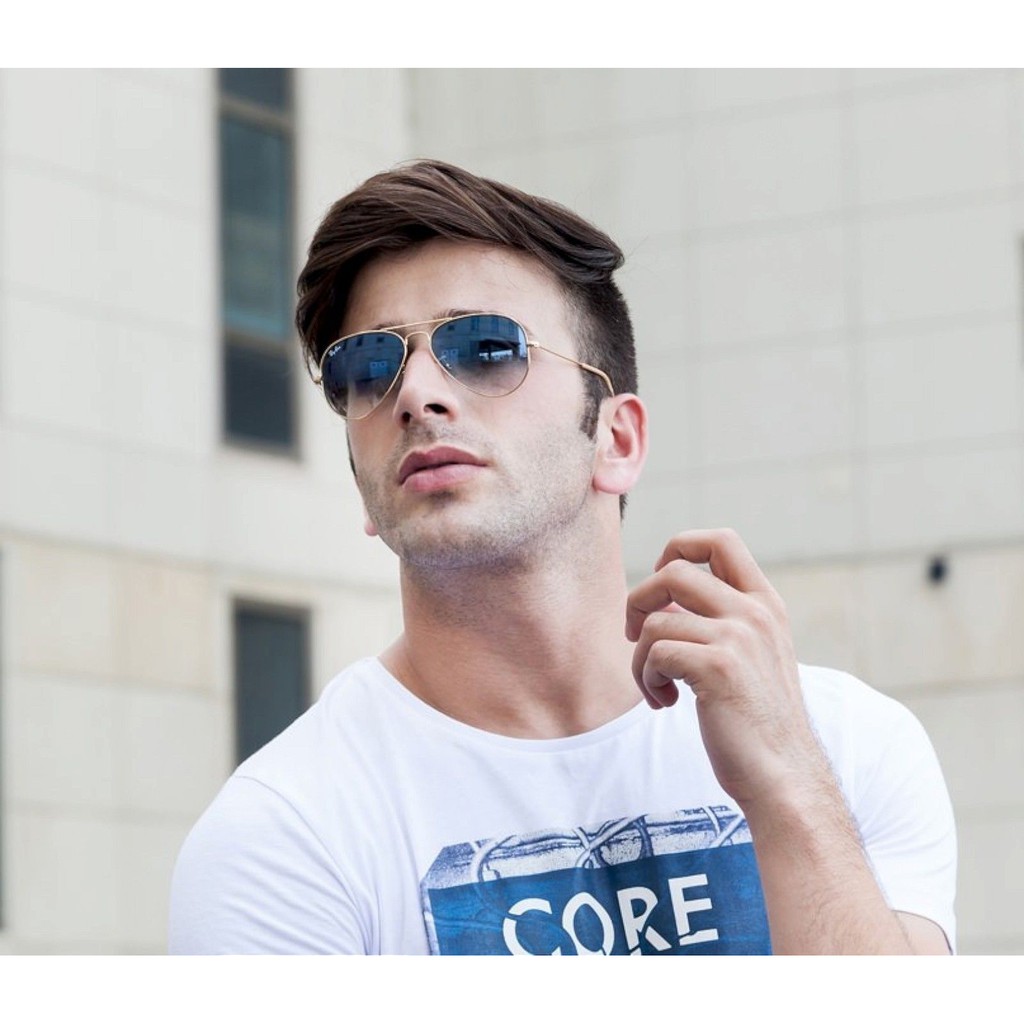 Kính mắt nam RayBan Aviator Large Metal RB3026 ( xanh 2 màu)