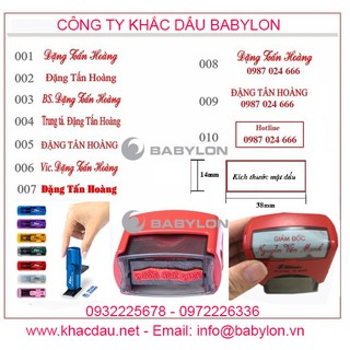 Khắc dấu tên, chức danh, làm mộc tên số điện thoại GIÁ RẺ LẤY NGAY BABYLON