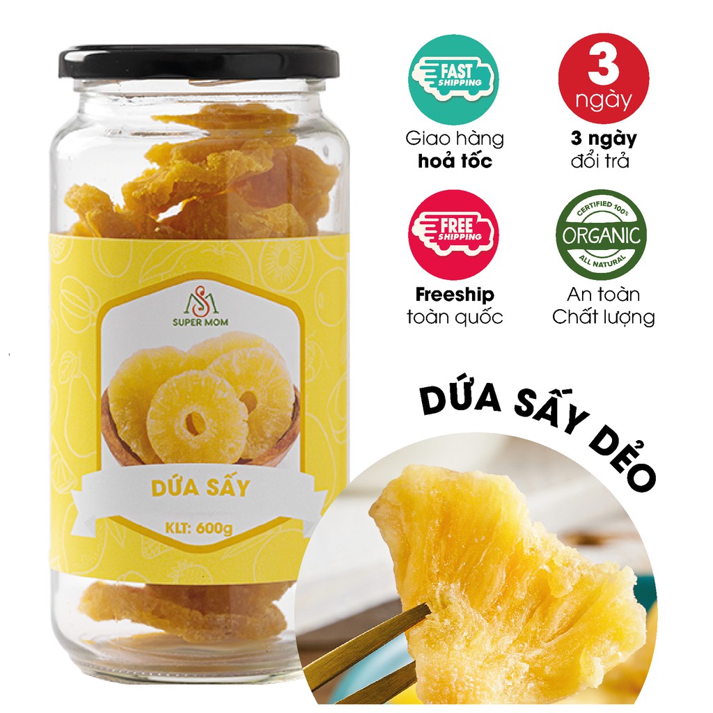 DỨA/ THƠM SẤY DẺO ăn vặt healthy cho người ăn kiêng ăn chay &amp; mẹ bầu giàu vitamin làm sáng da hiệu quả