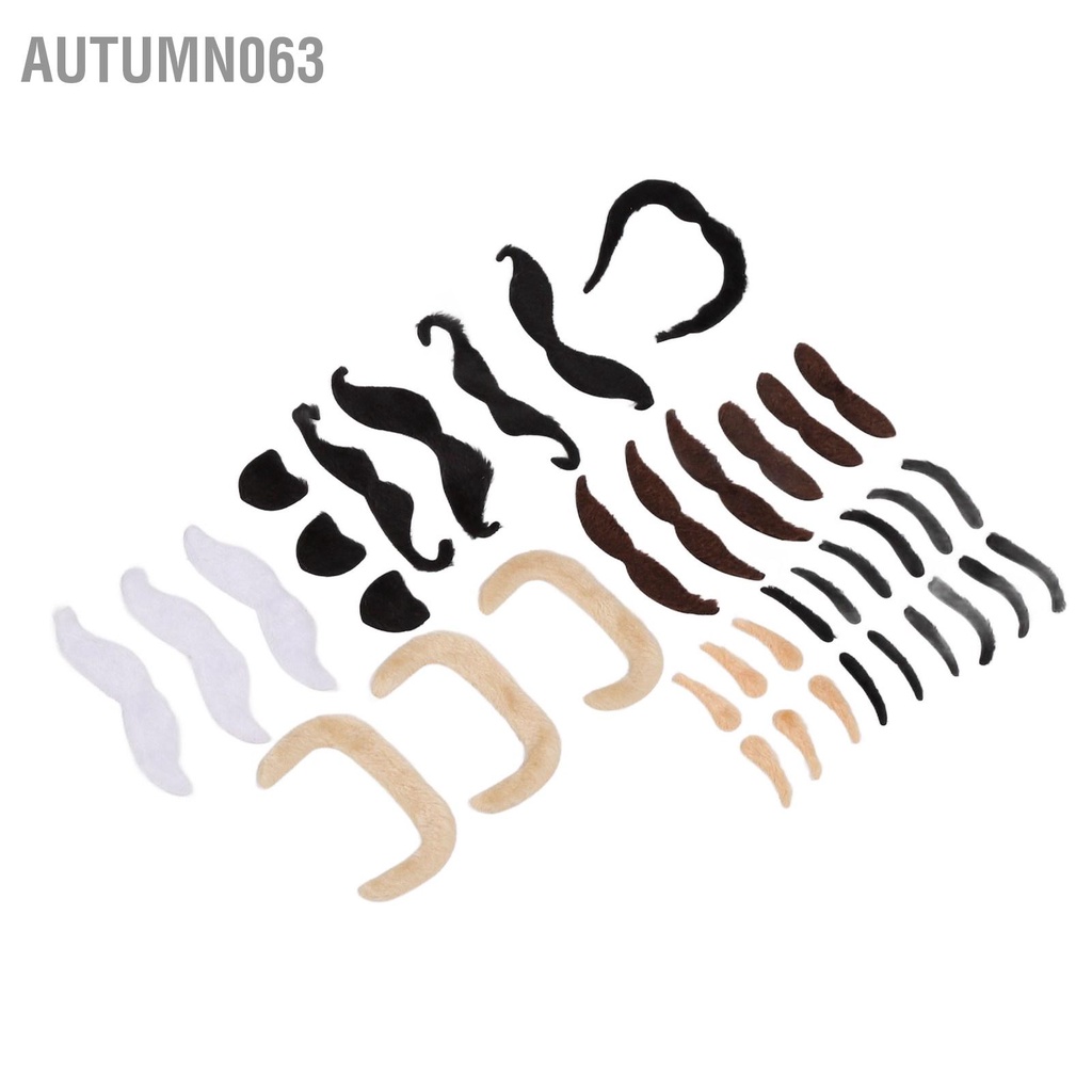 Autumn063 Bộ râu mày giả lông và ria mép nhân tạo hình bích ngắn với keo dán mặt sau cho bữa tiệc chủ đề