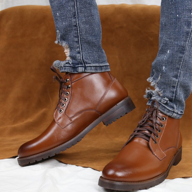 Giày da nam buộc dây làm từ da bò nâu, đế đúc cao su giúp tăng chiều cao 6cm, sử dụng nơi công sở, đi chơi G2 Shoemaker