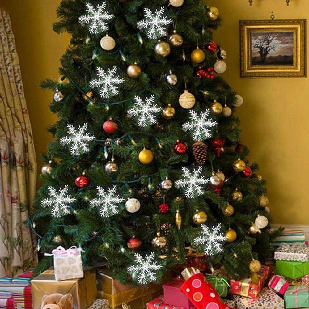 Bộ 15 / 30 Bông Tuyết Nhựa Trắng Trang Trí Cây Thông Giáng Sinh