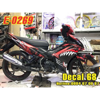 Tem Trùm Xe Exciter 135 Cá Mập Đỏ Đen - E-0269