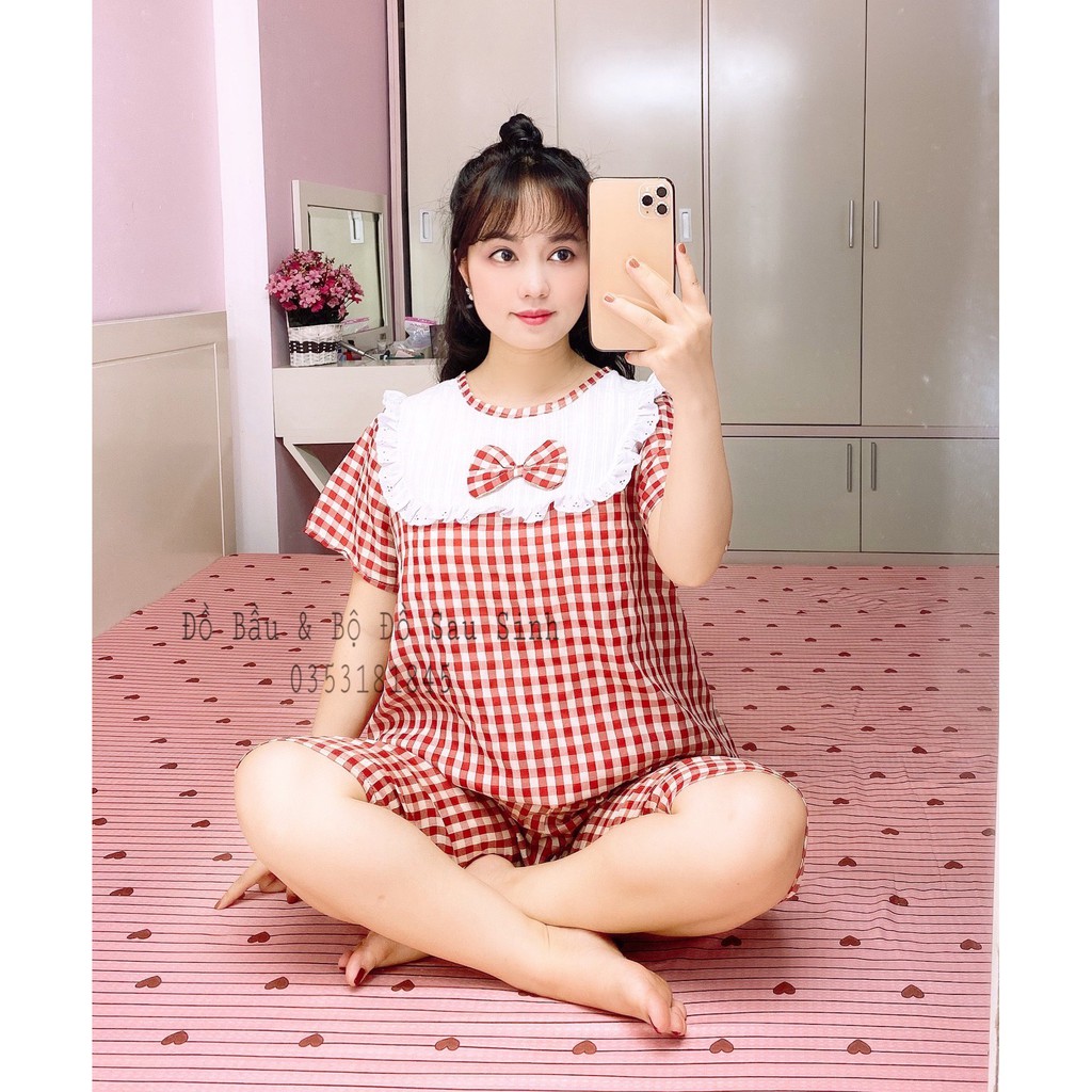 Bộ bầu mặc nhà chất thô mềm cộc tay hè (47-65kg)💖💖