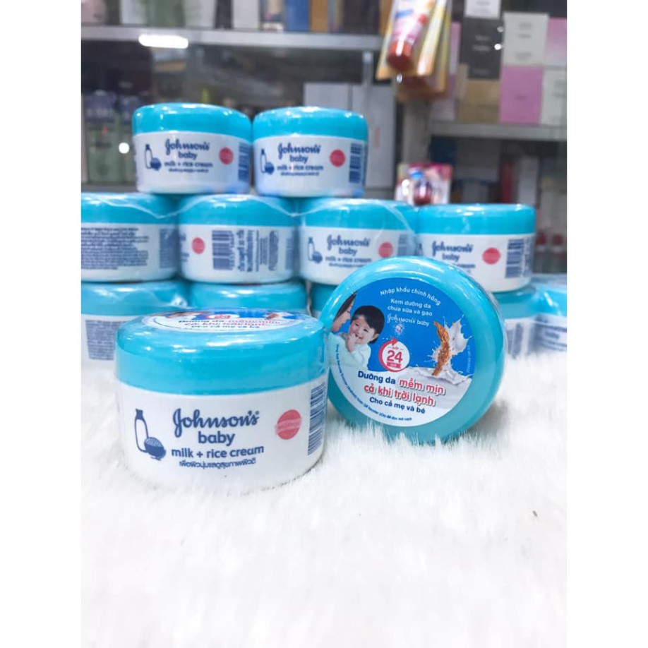 Kem Dưỡng Da Johnson’s Baby Milk Cream Nắp Xanh 50g chính hãng cty nhập khẩu