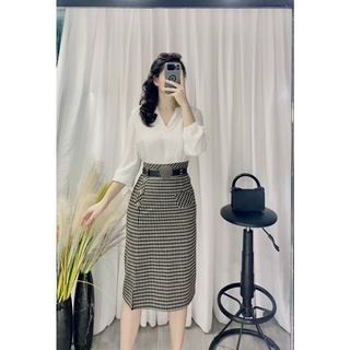 Chân váy dạ dáng A - chất co giãn - 2 lớp - kèm  đai