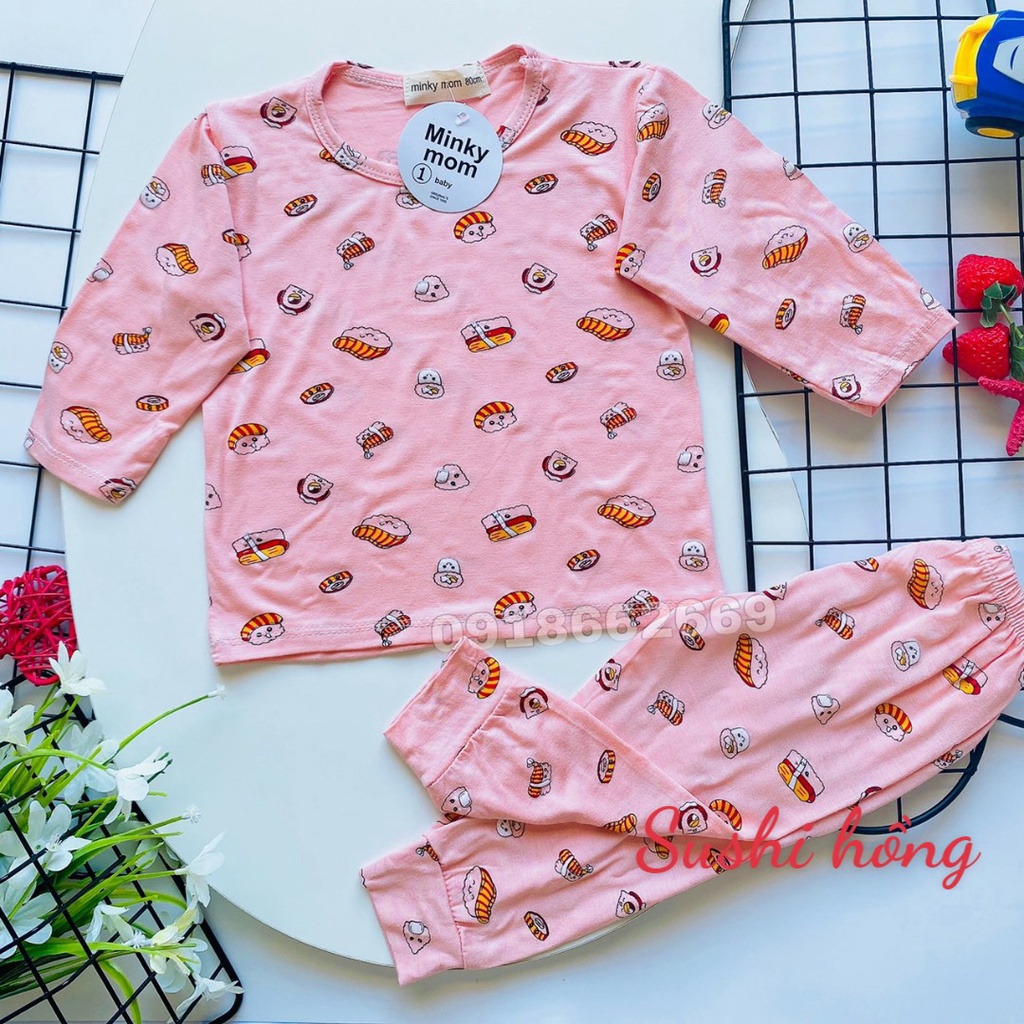 (Video+ ảnh thật) Bộ dài tay bé trai, bé gái Minky Mom in Họa tiết ngộ nghĩnh (vải thun lạnh) size 3-18kg