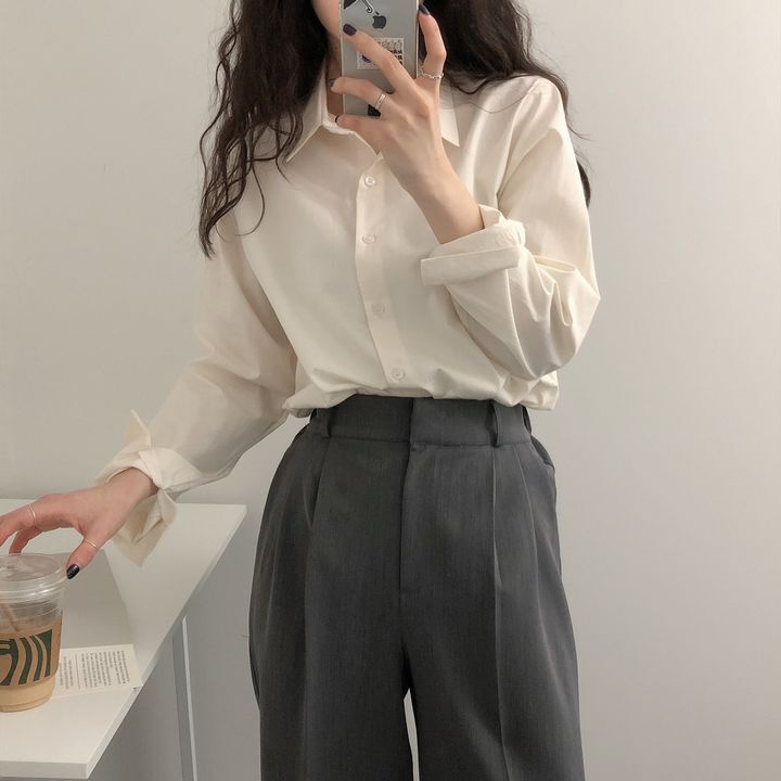 Áo Sơ Mi Dài Tay Thiết Kế Mới Thời Trang Mùa Hè Theo Phong Cách Hàn Quốc Cho Nữ