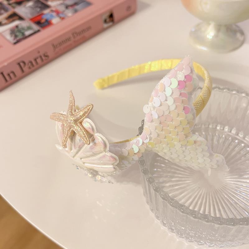 Kẹp Tóc Hình Vỏ Sò / Sao Biển Đính Kim Sa Lấp Lánh Dễ Thương Cho Bé Gái