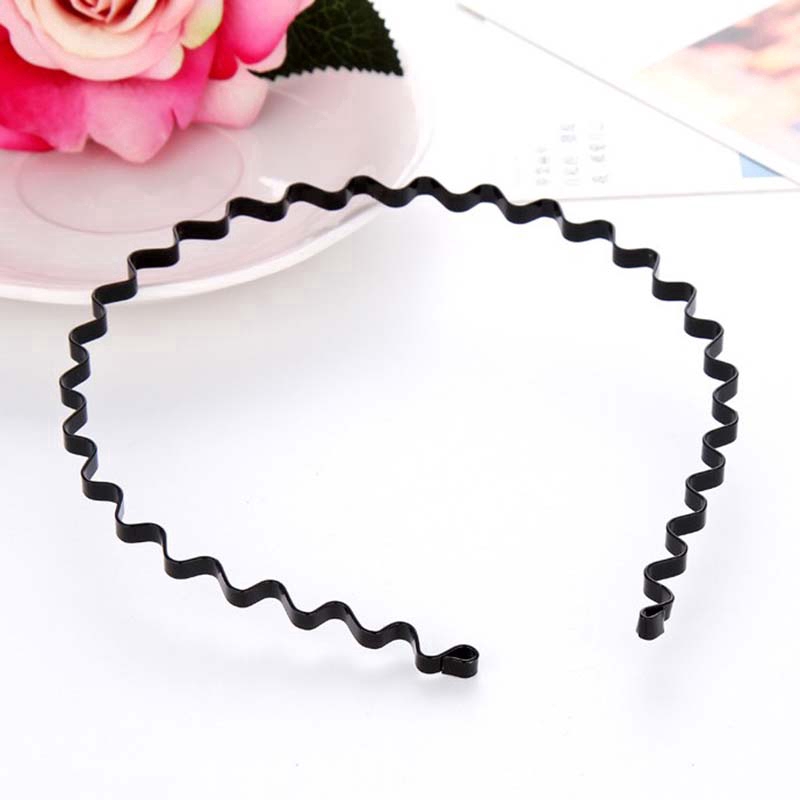 Kẹp tóc kim loại gợn sóng màu đen thời trang Unisex