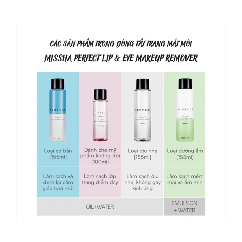 TẨY TRANG MẮT MÔI MISSHA PERFECT LIP & EYE MAKEUP REMOVER