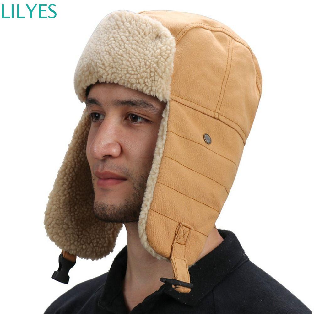 Nón Bomber Vải Bông Dày Dặn Giữ Ấm Tai Bảo Vệ Tai Khi Lái Xe Trượt Tuyết