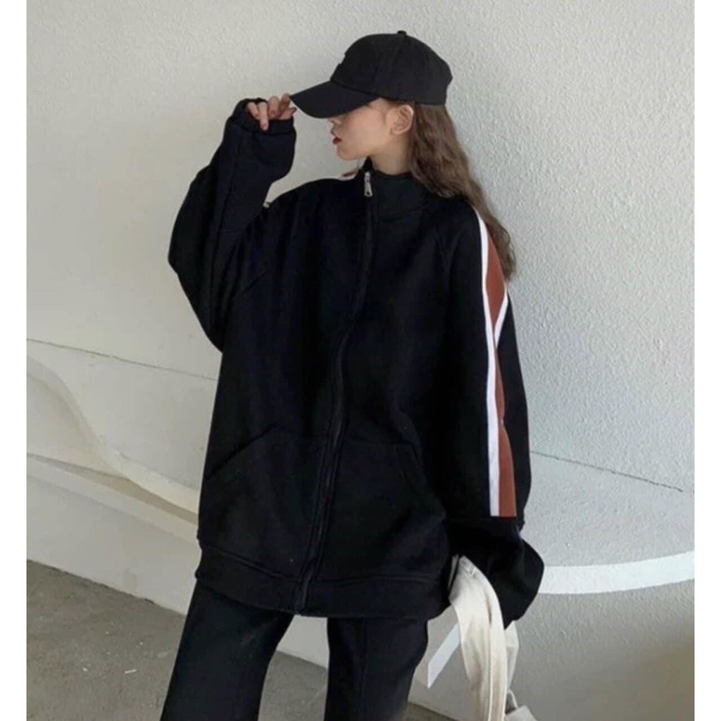 Bộ Nỉ Đen Phối Tay Phong Cách Trẻ Trung - Set Nỉ Free Size Cá Tính - Bộ Nỉ Hot Trend | BigBuy360 - bigbuy360.vn