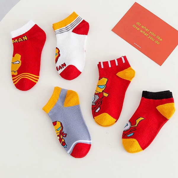 Set 5 Đôi Tất Cotton In Hình Siêu Anh Hùng Marvel Cho Bé