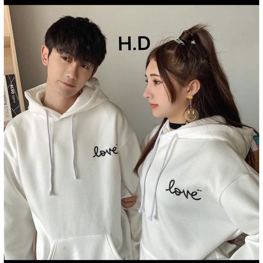 Áo đôi hoodie logo Love HDA1020
