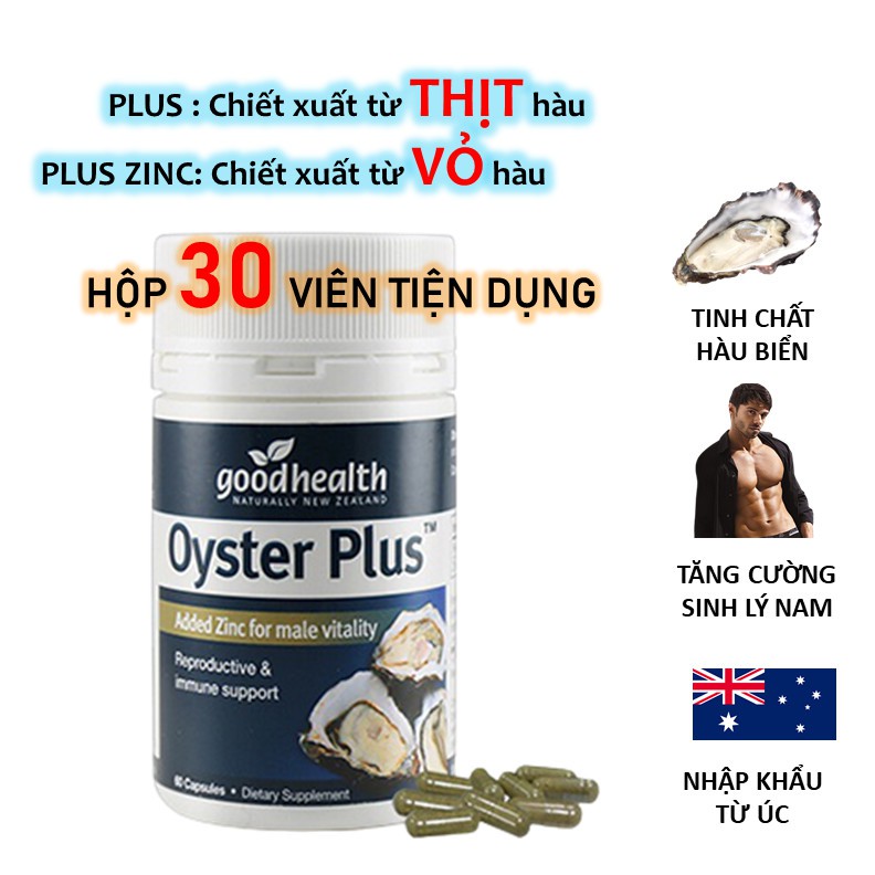 Tinh chất hàu New Zealand Good Health Oyster Plus tăng cường sinh lý nam giới (60 viên/lọ)  | 3wolves