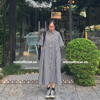 Đầm dài kẻ caro
