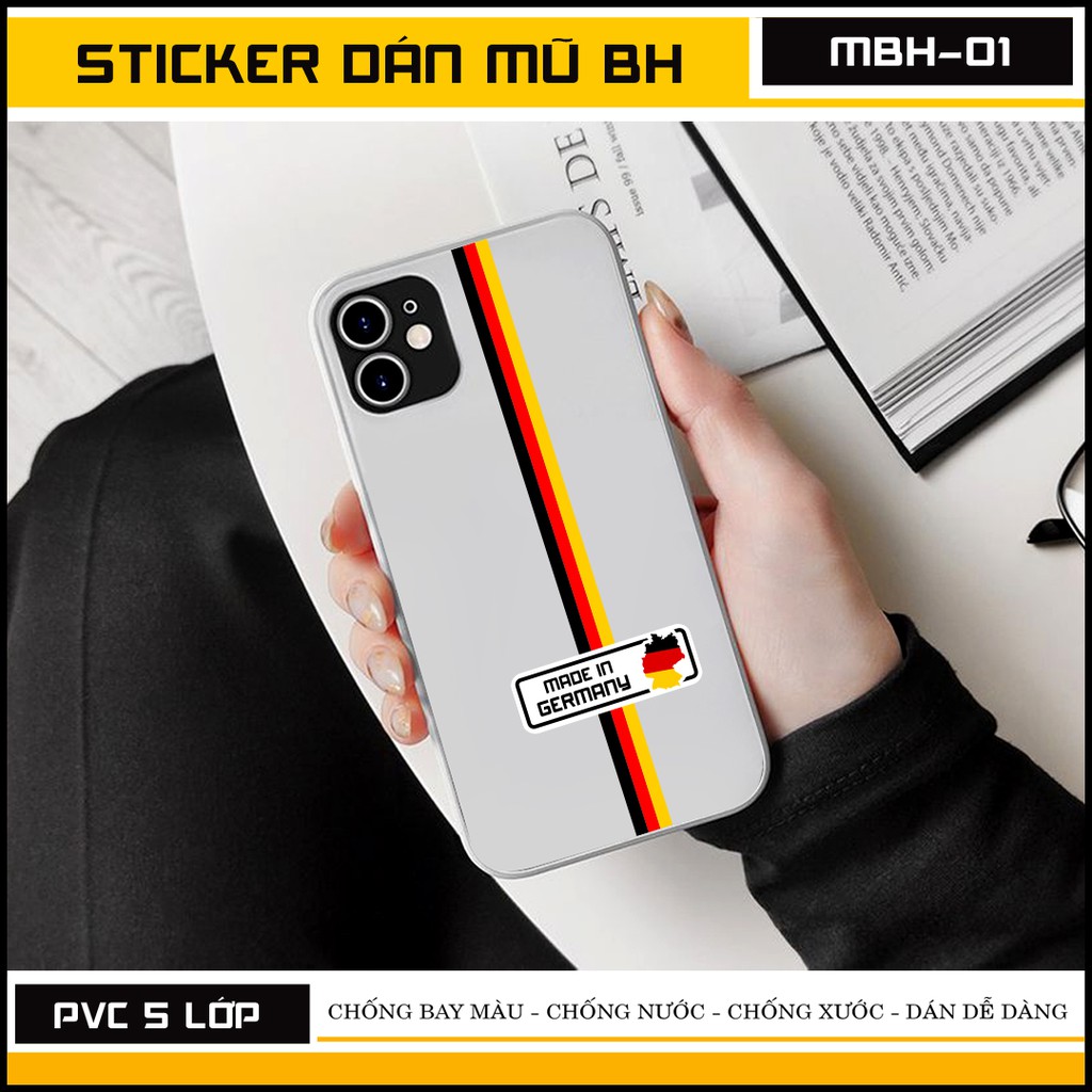 Sticker Dán Mũ Bảo Hiểm Cờ Đức Mã  MBH-01 - Hình Dán Mũ Bảo Hiểm Chất Liệu Decal Chống Nước Cắt Sẵn Thiết Kết Bởi Azstic