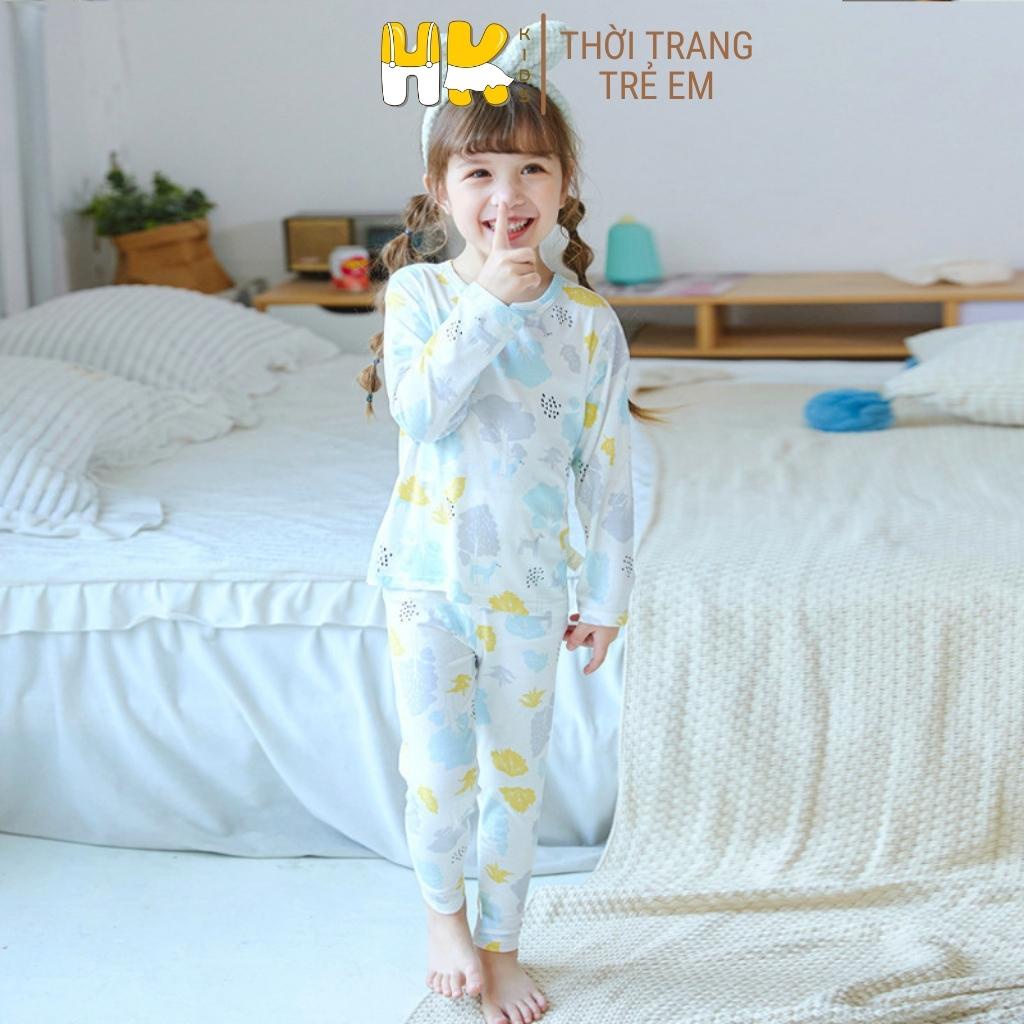 Bộ quần áo dài tay 4 mùa cho bé HK KIDS chất pettit thun lạnh mềm mát cho bé mặc phòng điều hoà size 90-160