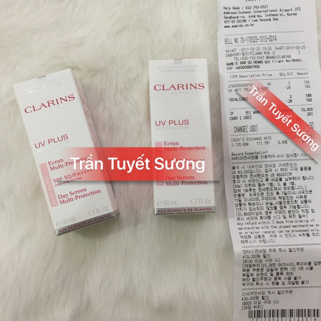 Kem chống nắng clarins màu rosy 50ml - hàng xách tay mua tại duty incheon