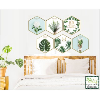 Decal Khung hình Lục giác Hoa