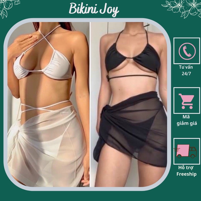 [2 MÀU] Khăn choàng voan quấn bikini che mông sang chảnh