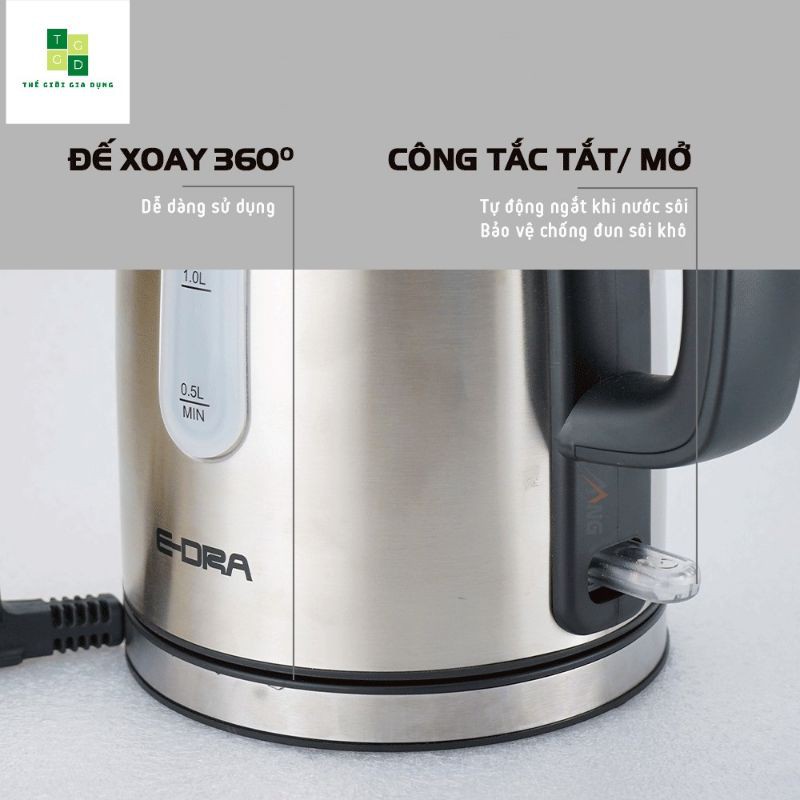 [Bảo hành 1 năm]Ấm siêu tốc inox SUS 304 an toàn với sức khỏe