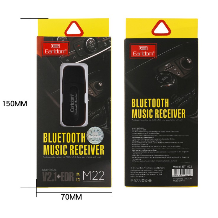[ Đầu thu USB bluetooth music receiver tạo kết nối âm thanh Earldom M22 Bảo hành 6 tháng lỗi đổi mới -dc2606