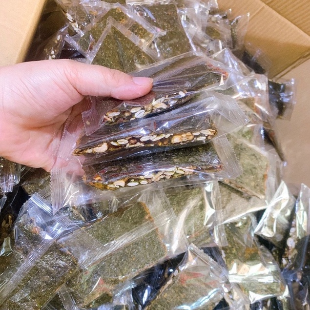 Thanh rong biển kẹp hạt dinh dưỡng giòn ngon 200g, đồ ăn vặt Sài Gòn phù hợp người ăn kiêng healthy giảm cân