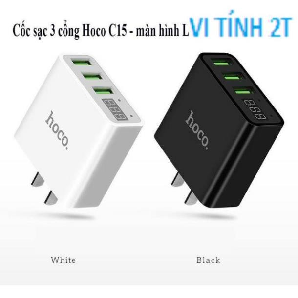 Cóc sạc 3 cổng usb 3.0A hoco C15 chính hãng 100%