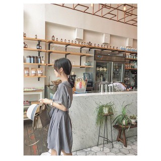 Đầm cổ sen chất kaki thanh lịch