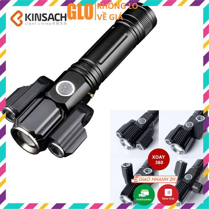 Đèn Pin Siêu Sáng Kinsach Ks-738 3 Bóng Xoay 360 Độ