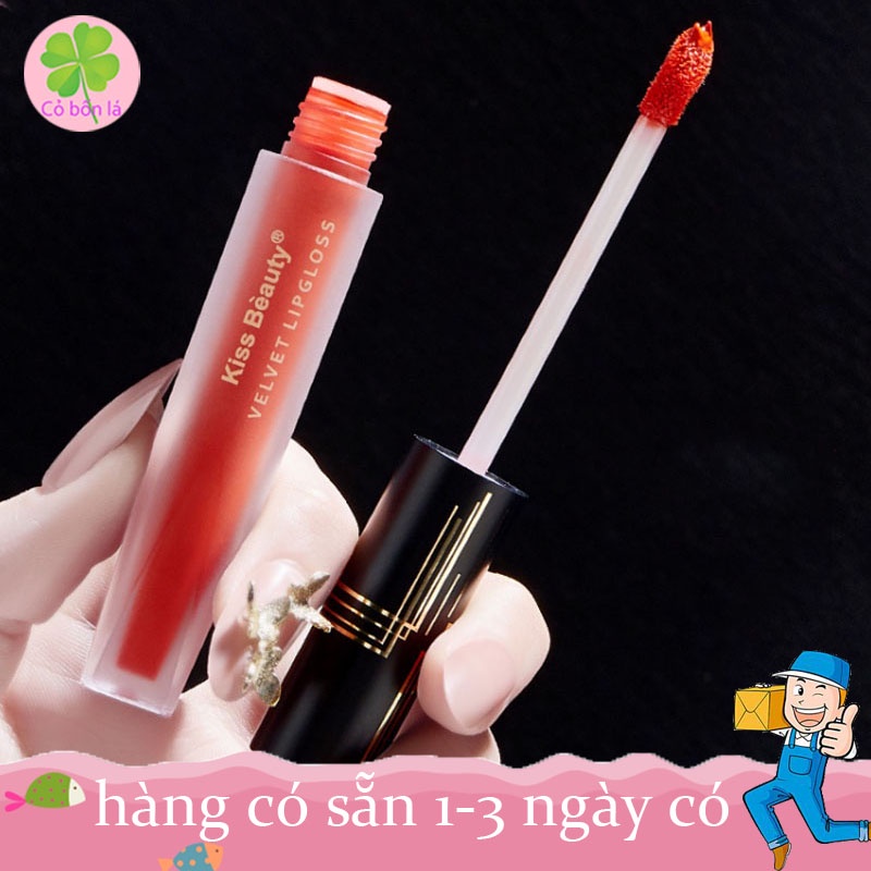 Son Môi Kiss Beauty Kết Cấu Nhung Mịn Chống Thấm Nước Không Phai Tông Đỏ Siêu Xinh, Không Thấm Nước Và Mồ Hôi