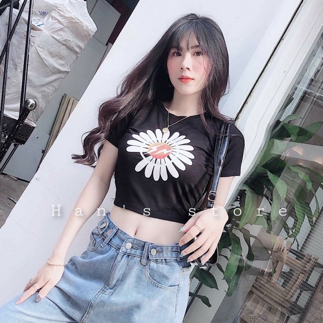 Áo Croptop In Hoa Ảnh Thật